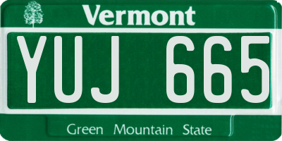 VT license plate YUJ665