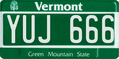 VT license plate YUJ666
