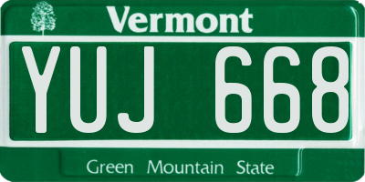VT license plate YUJ668