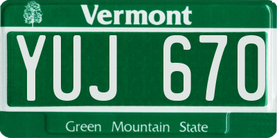 VT license plate YUJ670