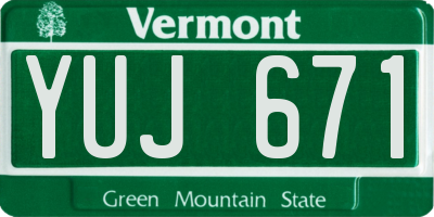 VT license plate YUJ671
