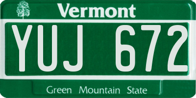 VT license plate YUJ672