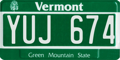 VT license plate YUJ674
