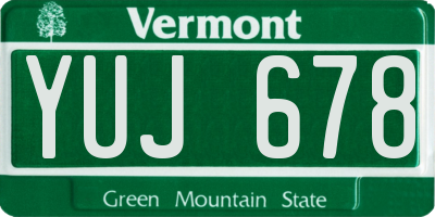 VT license plate YUJ678