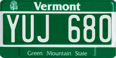 VT license plate YUJ680