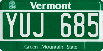 VT license plate YUJ685