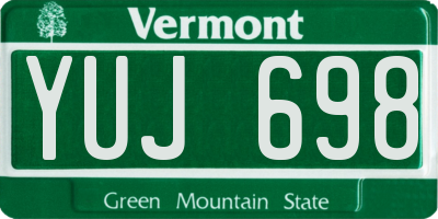 VT license plate YUJ698
