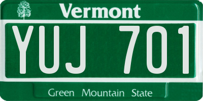 VT license plate YUJ701