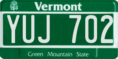 VT license plate YUJ702