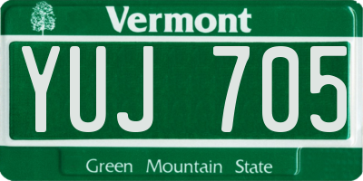 VT license plate YUJ705