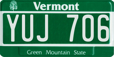 VT license plate YUJ706