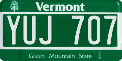 VT license plate YUJ707
