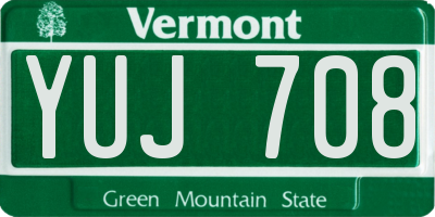 VT license plate YUJ708