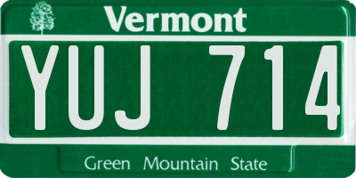 VT license plate YUJ714