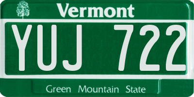 VT license plate YUJ722
