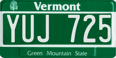 VT license plate YUJ725