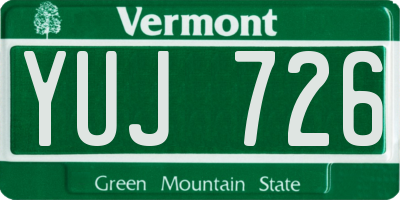 VT license plate YUJ726