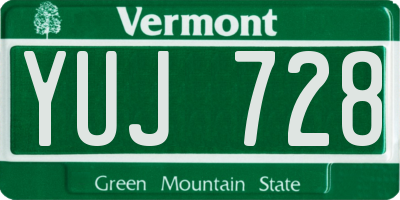VT license plate YUJ728