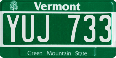 VT license plate YUJ733