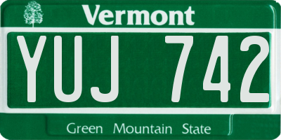 VT license plate YUJ742