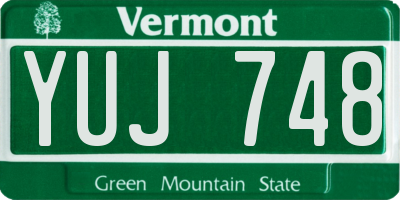 VT license plate YUJ748