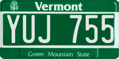 VT license plate YUJ755