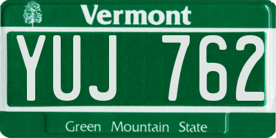 VT license plate YUJ762