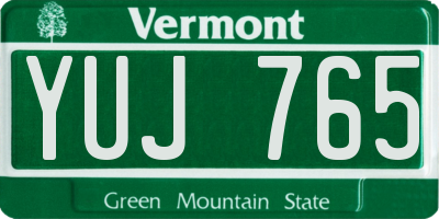 VT license plate YUJ765