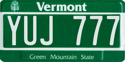 VT license plate YUJ777
