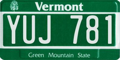 VT license plate YUJ781