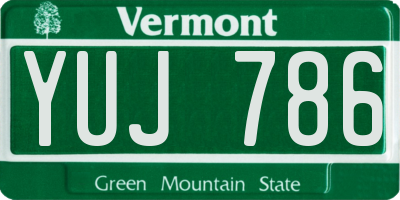 VT license plate YUJ786