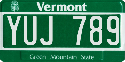 VT license plate YUJ789