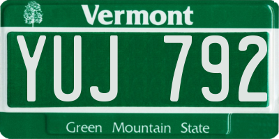 VT license plate YUJ792