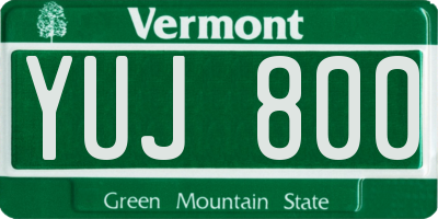 VT license plate YUJ800
