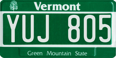VT license plate YUJ805