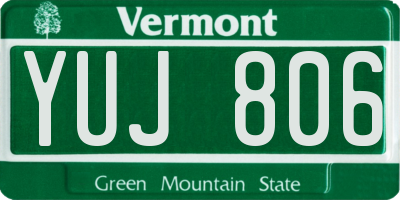 VT license plate YUJ806