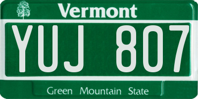 VT license plate YUJ807