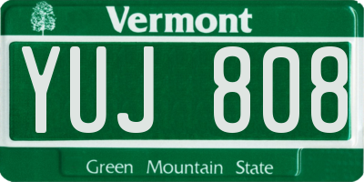 VT license plate YUJ808