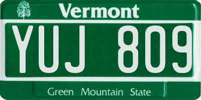 VT license plate YUJ809