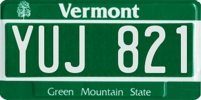 VT license plate YUJ821