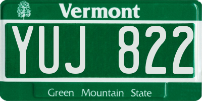 VT license plate YUJ822