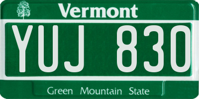 VT license plate YUJ830
