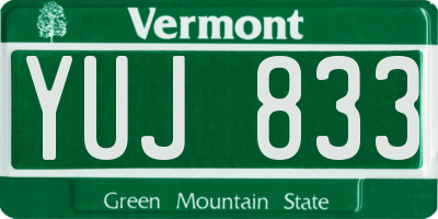VT license plate YUJ833