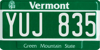 VT license plate YUJ835