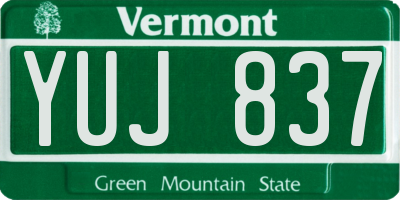VT license plate YUJ837