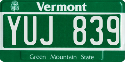 VT license plate YUJ839