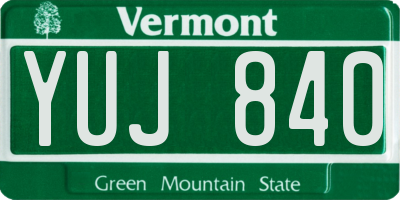 VT license plate YUJ840