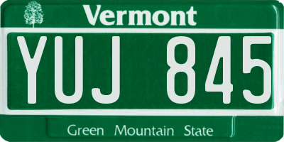 VT license plate YUJ845