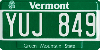 VT license plate YUJ849