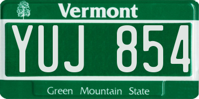 VT license plate YUJ854